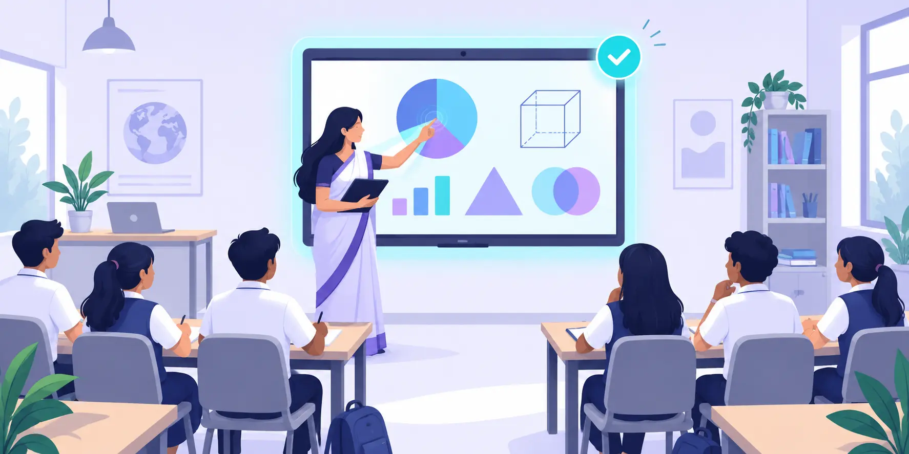Interactive flat panel for a smart classroom lesson